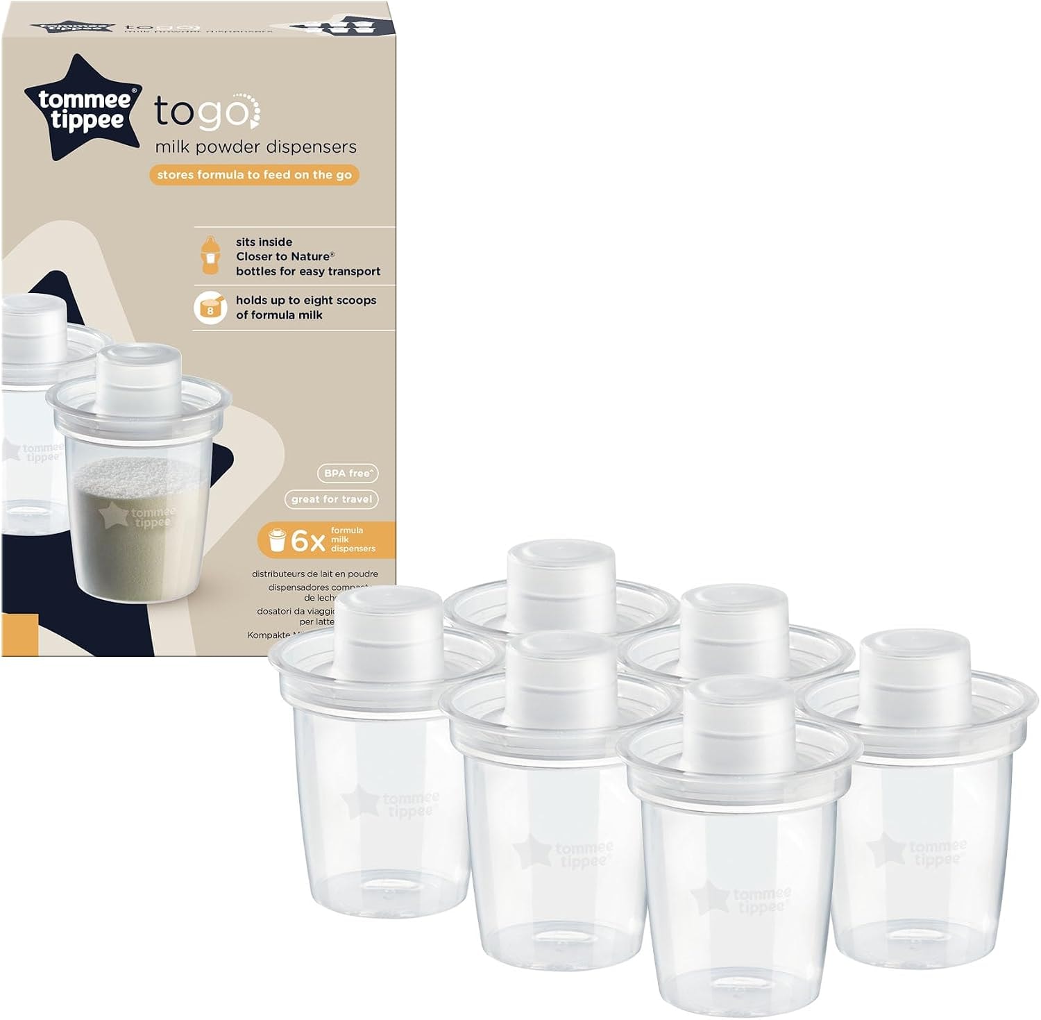 Tommee Tippee Closer to Nature Milk Powder Dispensers, 6-Pack (43136242)