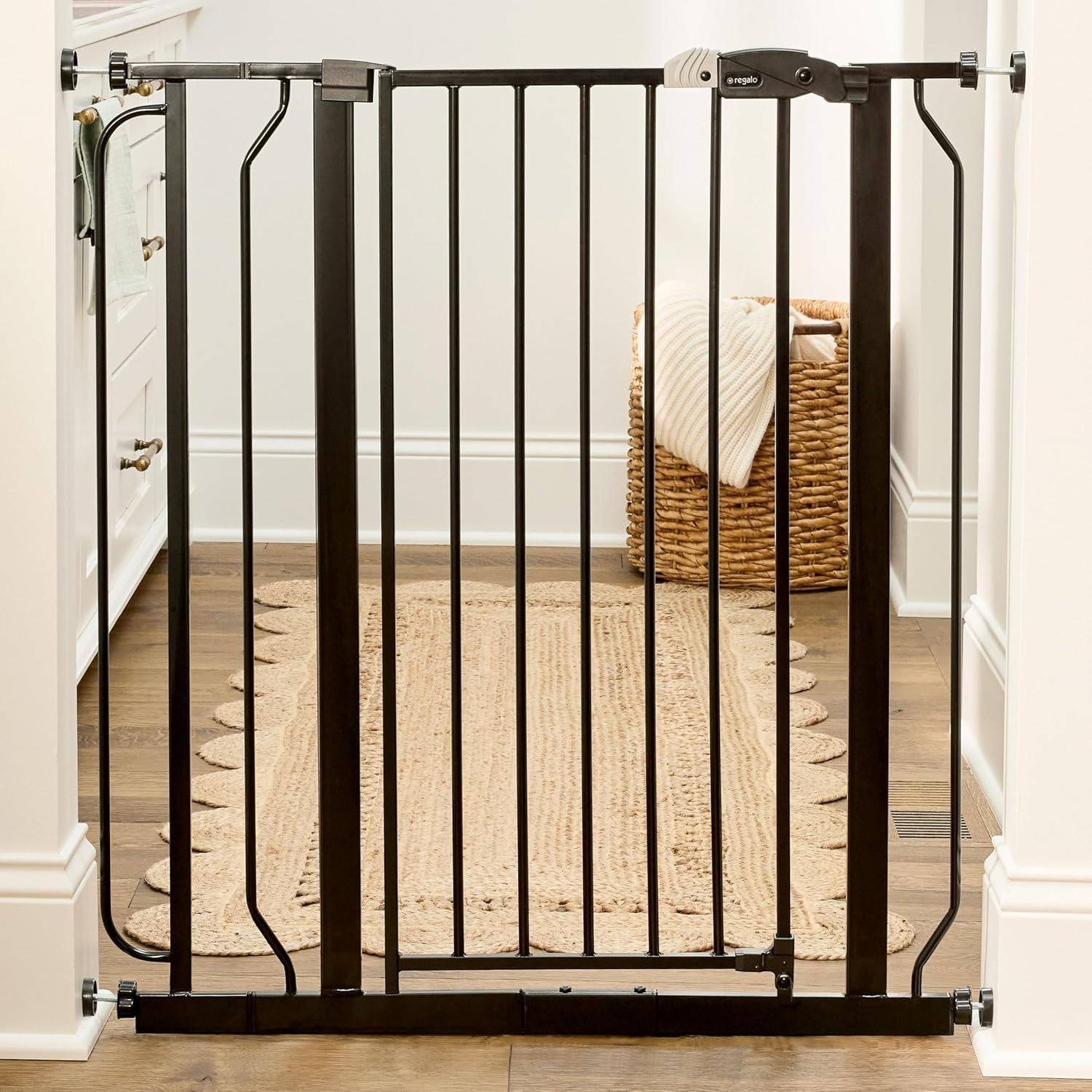 Regalo Easy Step Extra Tall Walk-Thru Baby Gate (1166B) - Black